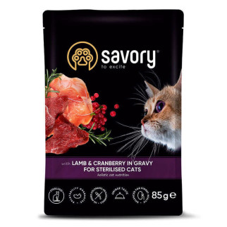 Savory Lamb Cranberry in Gravy Sterilised Cats — вологий корм у соусі для стерилізованих кішок із ягням і - Інтернет-магазин спільних покупок ToGether