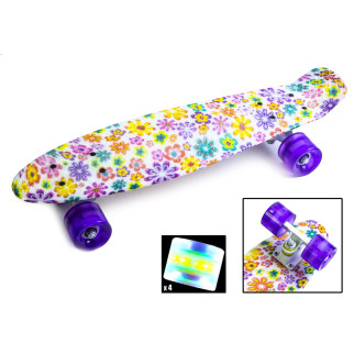 Пенні борд "Violet Flowers" (колеса, що світяться) - 1655323483 - Інтернет-магазин спільних покупок ToGether