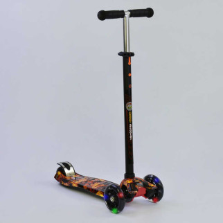Самокат дитячий пластмасовий з алюмінієвою трубкою керма + 4 колеса Black/Orange (74312) - Інтернет-магазин спільних покупок ToGether