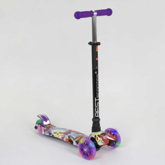 Самокат дитячий пластмасовий з алюмінієвою трубкою керма + 4 колеса Purple/Black (74475) - Інтернет-магазин спільних покупок ToGether