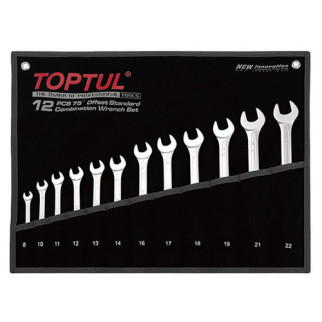 Набір ключів комбінованих (кут 75°) 12шт. 8-22мм (чорний чохол) TOPTUL GPAN1201 - Інтернет-магазин спільних покупок ToGether