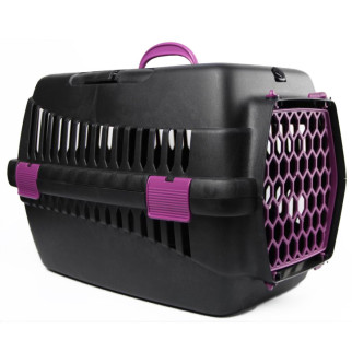 Переноска для тварин чорна пластик фіолетові двері 49х35х32 см - Інтернет-магазин спільних покупок ToGether