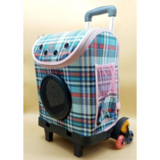 Рюкзак на колесах тканина 34х38х20 см картатий рожевий - Інтернет-магазин спільних покупок ToGether