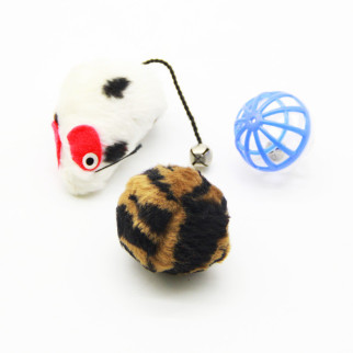 Набір іграшок для кішок кольорова миша, куля з пером, барабанчик 1 шт - Інтернет-магазин спільних покупок ToGether