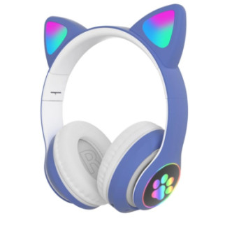 Беспроводные детские Bluetooth наушники с кошачьими ушками и LED подсветкой STN AKS 28 голубой - Інтернет-магазин спільних покупок ToGether