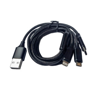 Шнур USB 3in1 C-type, micro USB, Iphone Lightning 1.2 метра чорний - Інтернет-магазин спільних покупок ToGether