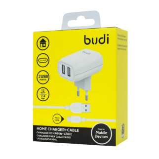 Зарядний пристрій Budi | AC339EMW -  Home Charger 12W 2 USB - Інтернет-магазин спільних покупок ToGether