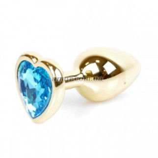 Анальний корок Jewellery Gold Heart з блакитним кристалом у формі серця - Інтернет-магазин спільних покупок ToGether