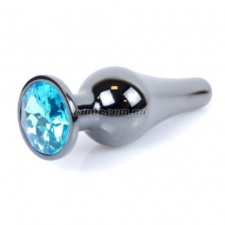 Анальна пробка Jawellery Dark Silver з блакитним каменем - Інтернет-магазин спільних покупок ToGether