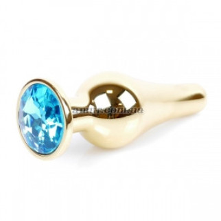 Анальна пробка Jawellery Gold з блакитним кристалом - Інтернет-магазин спільних покупок ToGether