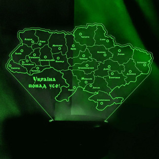 Акриловий світильник-нічник Мапа Україна понад усе зелений tty-n002026 - Інтернет-магазин спільних покупок ToGether