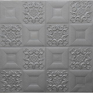 Самоклеюча декоративна настінно-стельова панель срібний візерунок 700x700x5мм (181) SW-00000481 - Інтернет-магазин спільних покупок ToGether