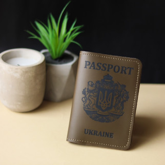 Обкладинка для паспорта "Passport+великий Герб України" хакі з чорним. - Інтернет-магазин спільних покупок ToGether