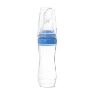Пляшечка з ложкою силіконова та мірна кришка Блакитна BLS09 - Інтернет-магазин спільних покупок ToGether