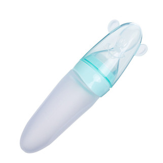 Пляшечка з ложкою силіконова для годування з вушками М'ятна BLW33 - Інтернет-магазин спільних покупок ToGether