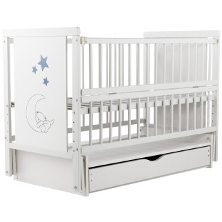 Дитяче ліжко Babyroom Ведмежатко M-03 на маятнику з шухлядою Пром White - Інтернет-магазин спільних покупок ToGether