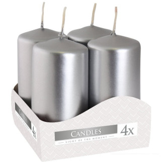 Набір свічок 4 шт. циліндр Срібний металік (sw40/80-271) - Інтернет-магазин спільних покупок ToGether