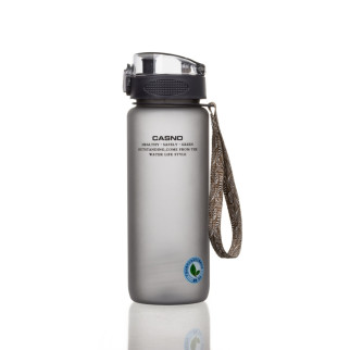 Пляшка для води CASNO 850 мл KXN-1183 Сіра + металевий вінчик - Інтернет-магазин спільних покупок ToGether