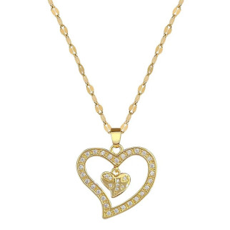 Ланцюжок з кулоном мед золото класичне подвійне серце кулон у вигляді двох сердець 2.3 см - Інтернет-магазин спільних покупок ToGether