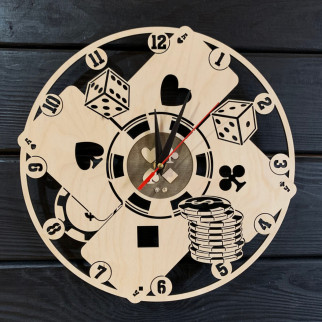 Настінний годинник з дерев'яним циферблатом «Покер» - Інтернет-магазин спільних покупок ToGether