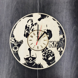 Арт годинник настінний з дерева «KISS» - Інтернет-магазин спільних покупок ToGether