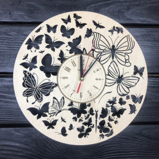 Годинник настінний із берези «Політ метеликів» - Інтернет-магазин спільних покупок ToGether