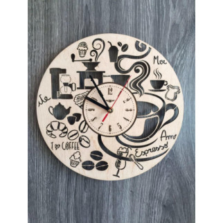 Годинник з дерева на стіну «Час для кави» - Інтернет-магазин спільних покупок ToGether