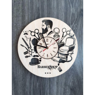 Дизайнерський настінний годинник з дерева «Барбершоп» - Інтернет-магазин спільних покупок ToGether