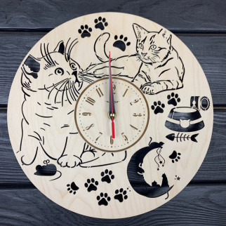 Універсальний настінний годинник з дерева «Пухнасті котики» - Інтернет-магазин спільних покупок ToGether
