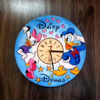 Дитячий кольоровий настінний годинник з дерева «Дональд Дак і Дейзі Дак» - Інтернет-магазин спільних покупок ToGether