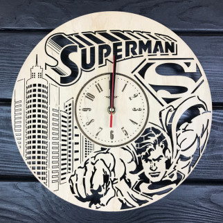 Стильний настінний дерев'яний годинник «Супермен» - Інтернет-магазин спільних покупок ToGether
