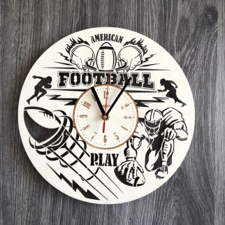 Круглий годинник з дерева на стіну «Американський футбол» - Інтернет-магазин спільних покупок ToGether