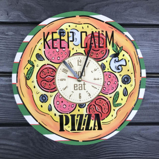 Дерев'яний кольоровий настінний годинник з дерева «Піца» - Інтернет-магазин спільних покупок ToGether