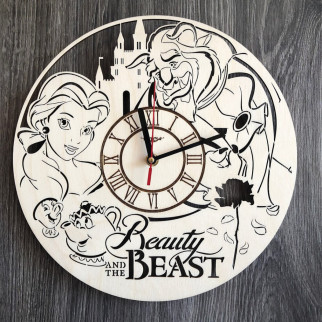 Круглий оригінальний настінний годинник з дерева «Красуня і чудовисько» - Інтернет-магазин спільних покупок ToGether