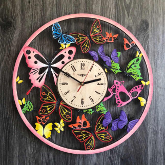 Кольоровий настінний годинник з дерева з універсальним дизайном метеликів - Інтернет-магазин спільних покупок ToGether