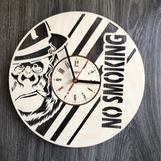 Безшумний настінний годинник з дерева круглий «NO SMOKING» - Інтернет-магазин спільних покупок ToGether