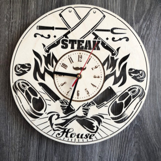 Тематичний настінний годинник з дерева «Steak House» - Інтернет-магазин спільних покупок ToGether