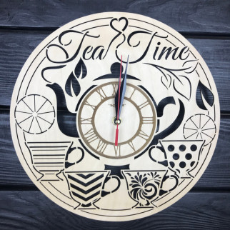 Універсальний безшумний дерев'яний настінний годинник в інтер'єр «Час чаю» - Інтернет-магазин спільних покупок ToGether