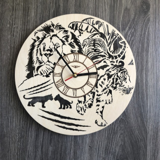 Безшумний настінний годинник з дерева круглий «Тварини» - Інтернет-магазин спільних покупок ToGether