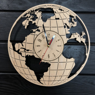 Годинник настінний з дерева «Земна куля» - Інтернет-магазин спільних покупок ToGether