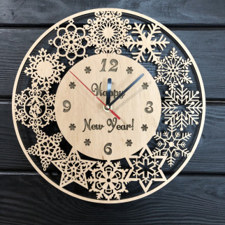 Оригінальний настінний годинник з дерева на новорічну тематику - Інтернет-магазин спільних покупок ToGether