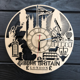 Дизайнерський настінний годинник з дерева «Великобританія» - Інтернет-магазин спільних покупок ToGether
