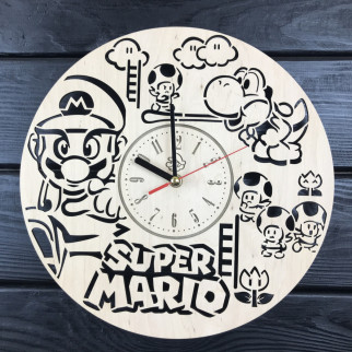 Стильний настінний дерев'яний годинник «Супер Маріо» - Інтернет-магазин спільних покупок ToGether