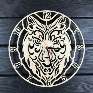 Дизайнерський годинник настінний з дерева «Вовк» - Інтернет-магазин спільних покупок ToGether
