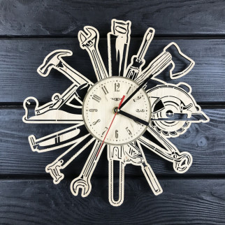 Годинник настінний з дерева для справжніх чоловіків «Інструменти» - Інтернет-магазин спільних покупок ToGether