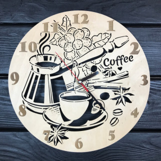Оригінальний дерев'яний годинник на стіну «Час кави» - Інтернет-магазин спільних покупок ToGether