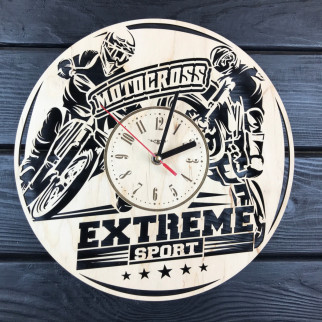 Настінний декоративний годинник з дерева «Мотокрос» - Інтернет-магазин спільних покупок ToGether