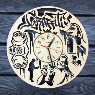 Оригінальний настінний годинник з дерева «Графіті» - Інтернет-магазин спільних покупок ToGether
