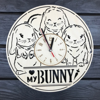 Декоративний годинник з дерева «Милі кролики» - Інтернет-магазин спільних покупок ToGether
