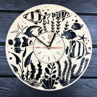 Декоративний дерев'яний годинник ручної роботи «Акваріум» - Інтернет-магазин спільних покупок ToGether
